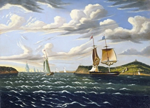 CHAMBERS: NEW YORK. Staten Island and the Narrows. Oil on canvas by Thomas Chambers CHAMBERS: NEW YORK. Staten Island and the Narrows. Oil on canvas by Thomas Chambers