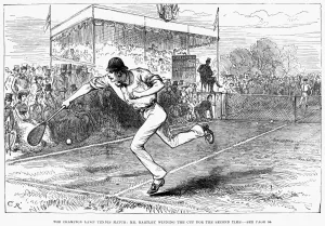 Tournament Gallery: The champion lawn tennis match: Mr. Hartley winning the cup for the second time