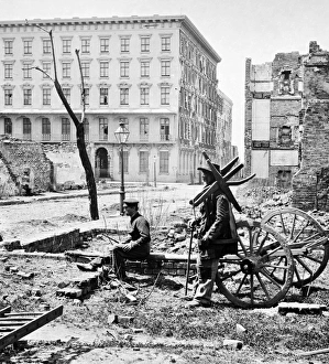 CHARLESTON RUINS, 1865. Two men amongst the ruins of Charleston CHARLESTON RUINS, 1865. Two men amongst the ruins of Charleston