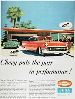 Advertisement Gallery: CHEVROLET AD, 1957. Chevrolet automobile advertisement from an American magazine, 1957