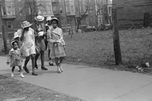 CHICAGO, 1941. Children on their way to church in Chicago, Illinois. Photograph by Edwin Rosskam