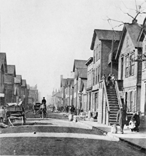 CHICAGO: STREET SCENE. A street near Hull House, Chicago, Illinois: photograph, c1900 CHICAGO: STREET SCENE. A street near Hull House, Chicago, Illinois: photograph, c1900