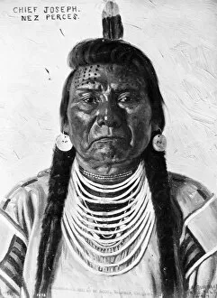 Nez Perce Gallery: CHIEF JOSEPH (1840-1904). American Nez Perce Native American chief. Painting, c1897, by E