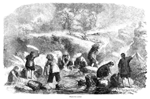 CHINA: LAUNDRY, 1859. Chinese women washing linen. Wood engraving, English, 1859 CHINA: LAUNDRY, 1859. Chinese women washing linen. Wood engraving, English, 1859