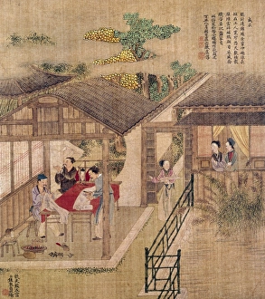 <b class=qtipBold><figcaption>Chinese silk painting, c1650-1726</figcaption></b><br>CHINA: SILK PRODUCTION. Chinese silk painting, c1650-1726.<br><em>© none</em> Chinese silk painting, c1650-1726