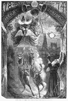 CHRISTMAS, 1874. Santa Claus is coming! Engraving from a design by Thomas Worth, 1874 CHRISTMAS, 1874. Santa Claus is coming! Engraving from a design by Thomas Worth, 1874