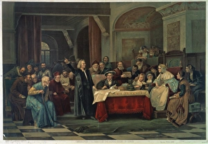 CHRISTOPHER COLUMBUS. Columbus at the Royal Court of Spain. American lithograph, 1892 CHRISTOPHER COLUMBUS. Columbus at the Royal Court of Spain. American lithograph, 1892