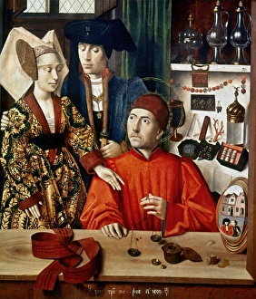 CHRISTUS: GOLDSMITH. A Goldsmith in His Shop, Possibly St CHRISTUS: GOLDSMITH. A Goldsmith in His Shop, Possibly St