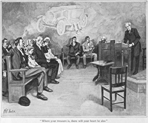 CHURCH SCENE, 1916. Where your treasure is, there will your heart be also CHURCH SCENE, 1916. Where your treasure is, there will your heart be also