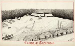 CIVIL WAR: CAMP, 1864. A Confederate camp at Stevenson, Alabama. Ink drawing by G CIVIL WAR: CAMP, 1864. A Confederate camp at Stevenson, Alabama. Ink drawing by G