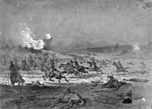 CIVIL WAR: CAVALRY CHARGE. Civil War battle scene. Pencil drawing, c1876, by Edwin Forbes CIVIL WAR: CAVALRY CHARGE. Civil War battle scene. Pencil drawing, c1876, by Edwin Forbes