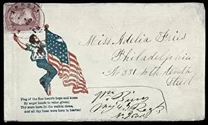 Postmark Gallery: CIVIL WAR: LETTER, c1863. Civil War envelope showing a sailor climbing a flagpole
