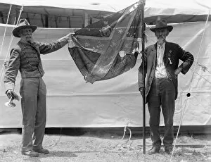 CIVIL WAR: REUNION, 1917. Veterans holding a Georgia flag during a Confederate reunion