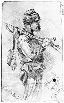 CIVIL WAR SOLDIER, 1863. A Yankee Volunteer. Pencil drawing, 1863 CIVIL WAR SOLDIER, 1863. A Yankee Volunteer. Pencil drawing, 1863
