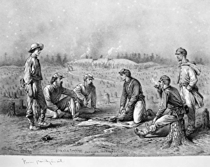 CIVIL WAR: SOLDIERS. Pickets Trading Between the Lines. Pencil drawing by Edwin Forbes CIVIL WAR: SOLDIERS. Pickets Trading Between the Lines. Pencil drawing by Edwin Forbes
