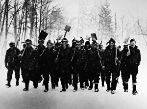 Civilian Conservation Corps workers with shovels at work at Lake Placid, New York Civilian Conservation Corps workers with shovels at work at Lake Placid, New York