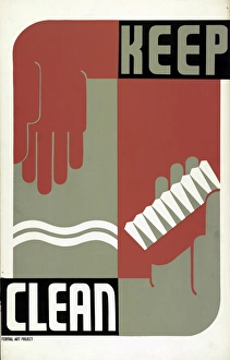 KEEP CLEAN, c1937. Silkscreen poster by Erik Hans Krause, c1937 KEEP CLEAN, c1937. Silkscreen poster by Erik Hans Krause, c1937