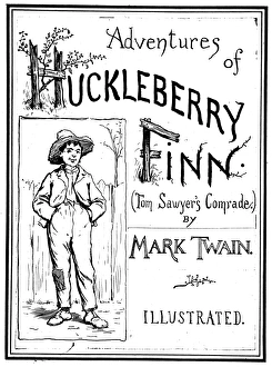 CLEMENS: HUCKLEBERRY FINN. Cover from the original edition, 1885, with illustrations by E CLEMENS: HUCKLEBERRY FINN. Cover from the original edition, 1885, with illustrations by E