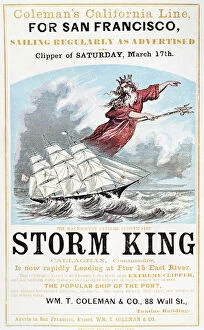 CLIPPER SHIP AD, c1848. American advertising poster for the clipper ship Storm King, c1848