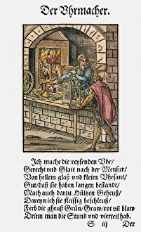 CLOCKMAKER, 1568. Woodcut, 1568, by Jost Amman CLOCKMAKER, 1568. Woodcut, 1568, by Jost Amman