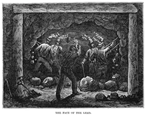 COAL MINE, 1867. Miners chiseling away the face of the lead at a coal mine near Pottsville COAL MINE, 1867. Miners chiseling away the face of the lead at a coal mine near Pottsville