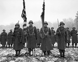 Color guards and color bearers of the Japanese-American 442nd Combat Team stand at Color guards and color bearers of the Japanese-American 442nd Combat Team stand at