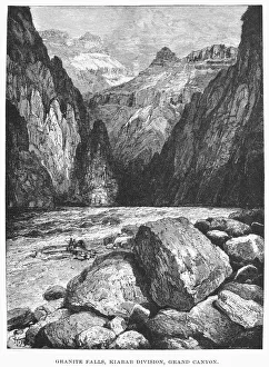 THE COLORADO RIVER. Granite Falls, Kiabab Division, Grand Canyon. Wood engraving, 1870 THE COLORADO RIVER. Granite Falls, Kiabab Division, Grand Canyon. Wood engraving, 1870