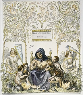 Colored engraved title page by Ludwig Grimm to the first edition of Jacob Colored engraved title page by Ludwig Grimm to the first edition of Jacob