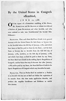 CONGRESS: COMMITTEE, 1788. Printed report, 11 June 1788, from a committee of the CONGRESS: COMMITTEE, 1788. Printed report, 11 June 1788, from a committee of the