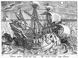 CONQUISTADOR SHIP. A heavily armed ship, probably Spanish CONQUISTADOR SHIP. A heavily armed ship, probably Spanish