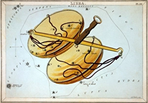 CONSTELLATION: LIBRA. Figuration of Libra. Line engraving by Sidney Hall from Uranias CONSTELLATION: LIBRA. Figuration of Libra. Line engraving by Sidney Hall from Uranias