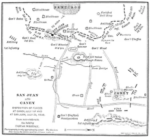 Contemporary map showing the advances of Colonel Theodore Roosevelts Rough Riders at the Contemporary map showing the advances of Colonel Theodore Roosevelts Rough Riders at the
