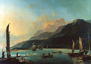 COOK: TAHITI, 1773. Matavai Bay and Point Venus, Tahiti, c1773. Oil by William Hodges COOK: TAHITI, 1773. Matavai Bay and Point Venus, Tahiti, c1773. Oil by William Hodges