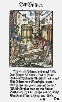 COOPER, 1568. Woodcut, 1568, by Jost Amman COOPER, 1568. Woodcut, 1568, by Jost Amman