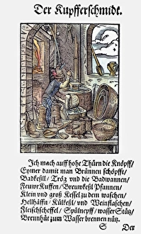 COPPERSMITH, 1568. Woodcut, 1568, by Jost Amman COPPERSMITH, 1568. Woodcut, 1568, by Jost Amman