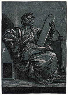 CORIOLANO: SIBYLL, c1640. Sibyll holding a tablet. Woodcut, Bartolomeo Coriolano CORIOLANO: SIBYLL, c1640. Sibyll holding a tablet. Woodcut, Bartolomeo Coriolano