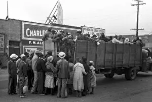Pick Up Truck Gallery: COTTON PICKERS, 1938. African American cotton pickers boarding a crowded truck