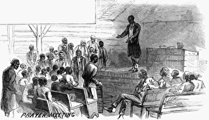COTTON PLANTATION, 1867. Prayer Meeting. Wood engraving, 1867, after a drawing by A COTTON PLANTATION, 1867. Prayer Meeting. Wood engraving, 1867, after a drawing by A