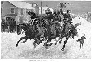 Frederic Remington Gallery: COWBOY CHRISTMAS, 1889. Cow-Boys Coming to Town for Christmas
