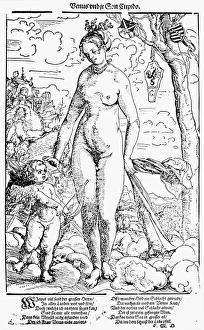 CRANACH: VENUS AND CUPID. Venus and Cupid. Woodcut by Lucas Cranach the Elder, 1506 CRANACH: VENUS AND CUPID. Venus and Cupid. Woodcut by Lucas Cranach the Elder, 1506