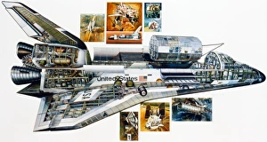 Cross-section and details of the inner workings of the Space Shuttle Columbia developed Cross-section and details of the inner workings of the Space Shuttle Columbia developed