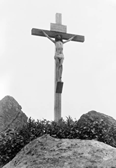 THE CRUCIFIXION. A reenactment of the crucifixion of Jesus THE CRUCIFIXION. A reenactment of the crucifixion of Jesus