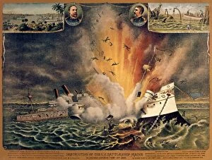Explosion Gallery: CUBA: U.S.S. MAINE, 1898. Destruction of the U.S. Battleship Maine in Havana Harbor