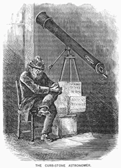 CURBSTONE ASTRONOMER, 1872. Wood engrawing, American, 1872 CURBSTONE ASTRONOMER, 1872. Wood engrawing, American, 1872