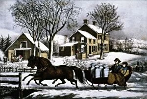 CURRIER & IVES: WINTER MORNING. Winter morning in the country. Lithograph, 1873, by Currier & Ives