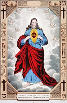 CURRIER: SACRED HEART. Sacred Heart of Jesus. Lithograph by Nathaniel Currier CURRIER: SACRED HEART. Sacred Heart of Jesus. Lithograph by Nathaniel Currier