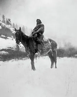 CURTIS: SCOUT, 1908. The scout in winter. Photographed by Edward S. Curtis, 1908 CURTIS: SCOUT, 1908. The scout in winter. Photographed by Edward S. Curtis, 1908