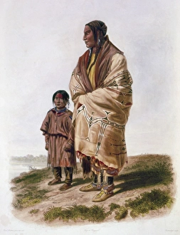 Karl Bodmer Gallery: DAKOTA AND ASSINIBOIN. A Dakota woman with an Assiniboin girl