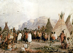 DAKOTA: SCALP DANCE, 1850. Scalp Dance of the Dacotahs. Watercolor by Seth Eastman DAKOTA: SCALP DANCE, 1850. Scalp Dance of the Dacotahs. Watercolor by Seth Eastman