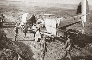 A damaged enemy airplane captured by the British during World War I. Photograph, c1916 A damaged enemy airplane captured by the British during World War I. Photograph, c1916